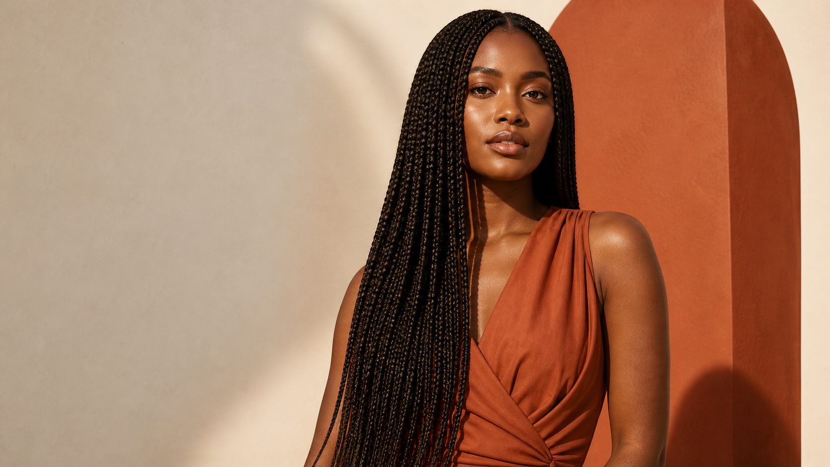 Modèle portant de longues box braids